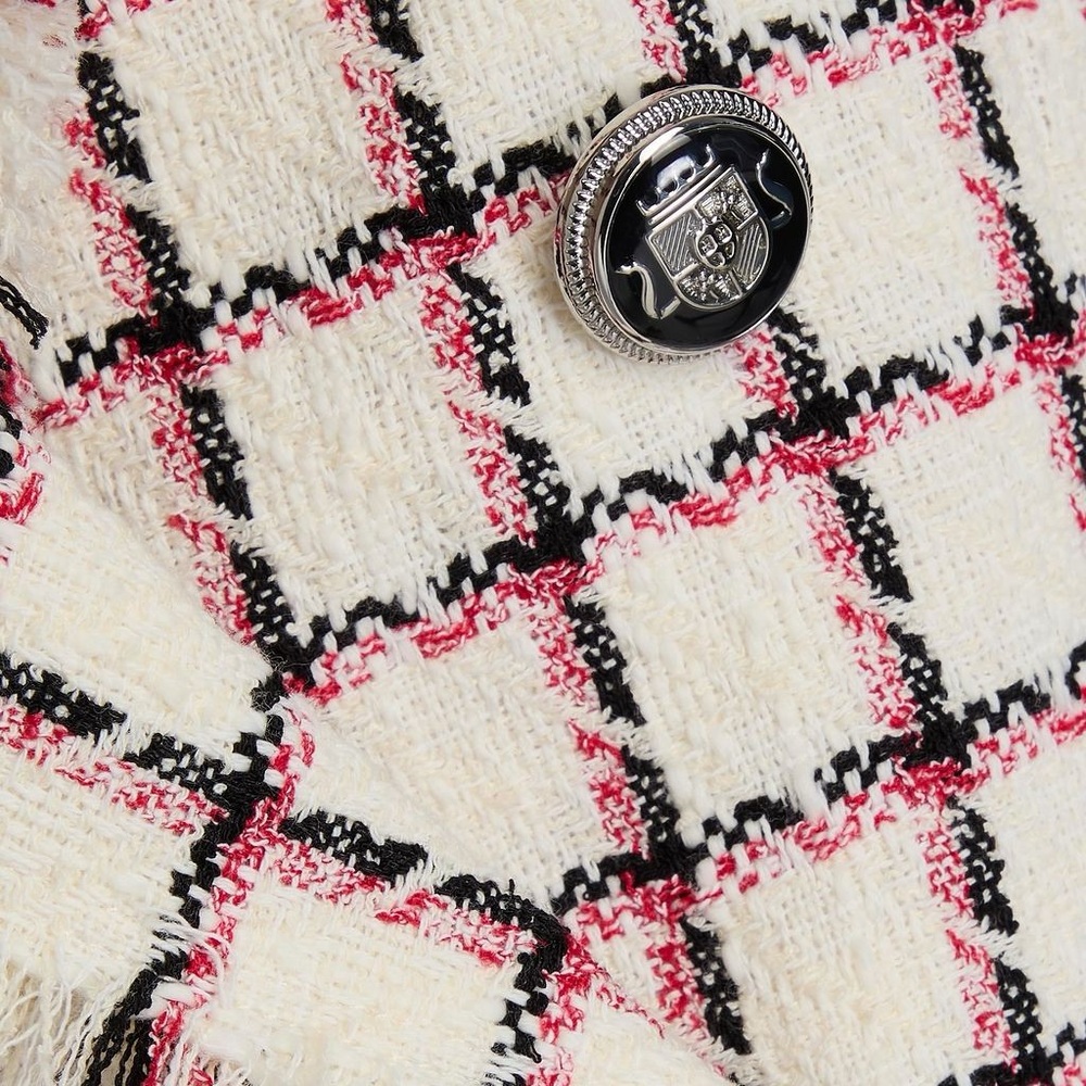 VERONICA BEARD Taja Dickey Double Breasted Cotton Red White Tweed Blazer $570 4 - Picture 2 of 13